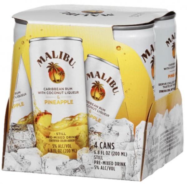 Malibu Canned Cocktails 4 Pack Pineapple Mid Valley Wine Liquor